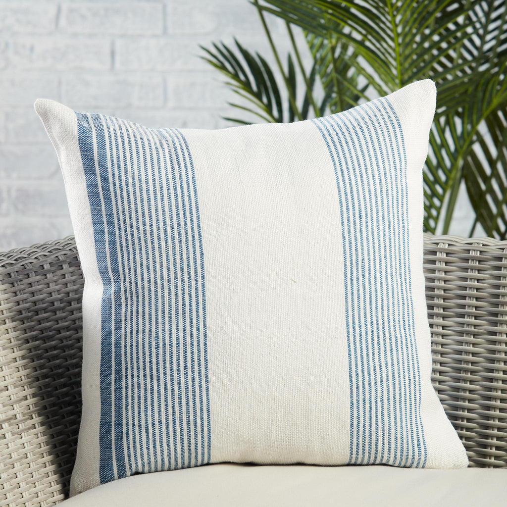 Jaipur Living Acapulco Parque Stripes Blue / Ivory 20" x 20" Pillow