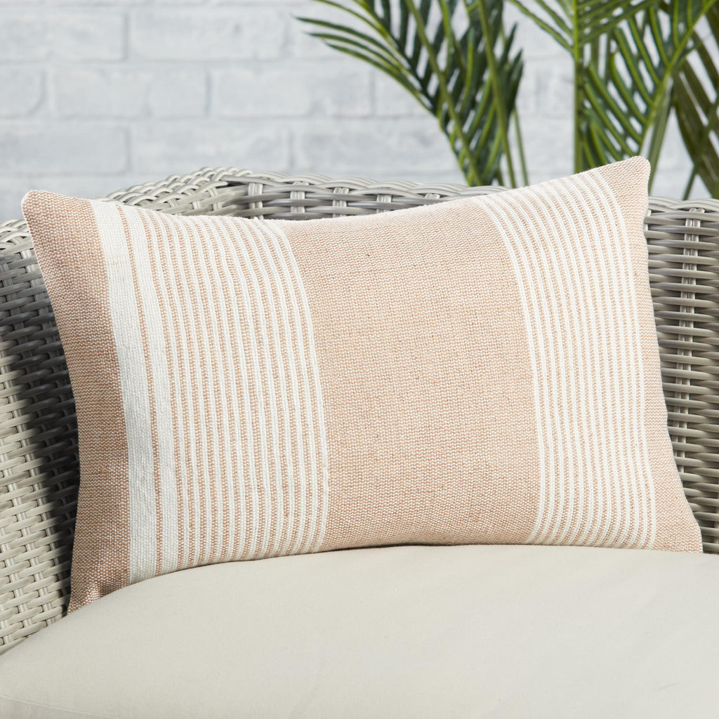 Jaipur Living Acapulco Carinda Stripes Tan / Ivory 13" x 21" Pillow