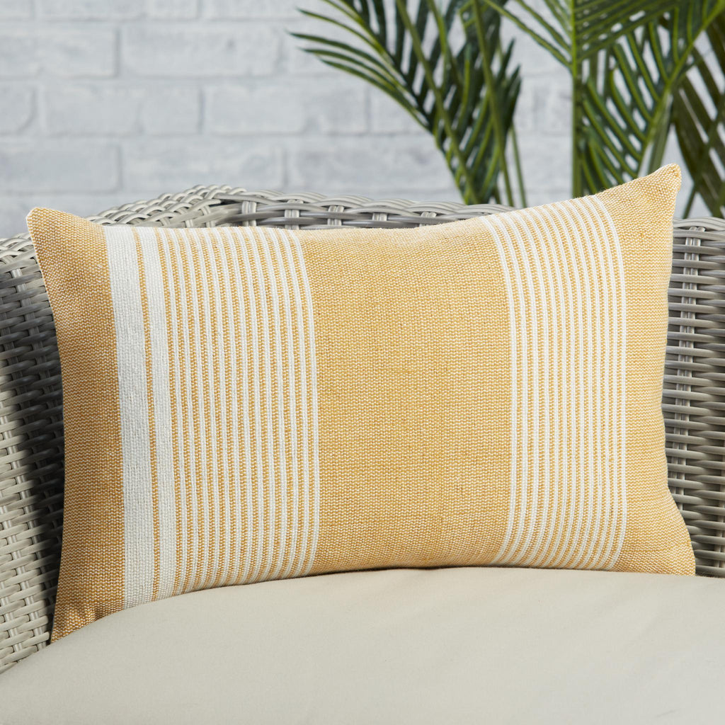 Jaipur Living Acapulco Carinda Stripes Gold / Ivory 13" x 21" Pillow