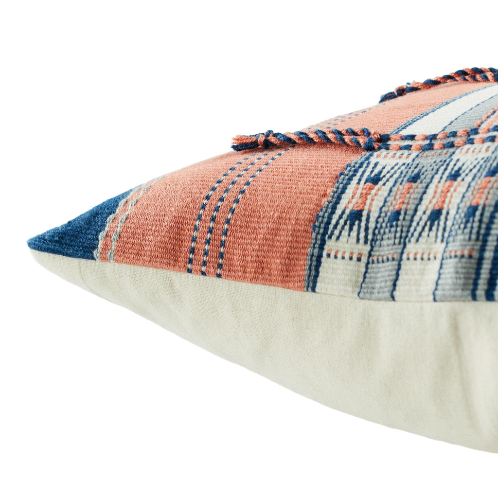 Jaipur Living Nagaland Pillow Japfu Tribal Coral / Navy 18" x 18" Pillow