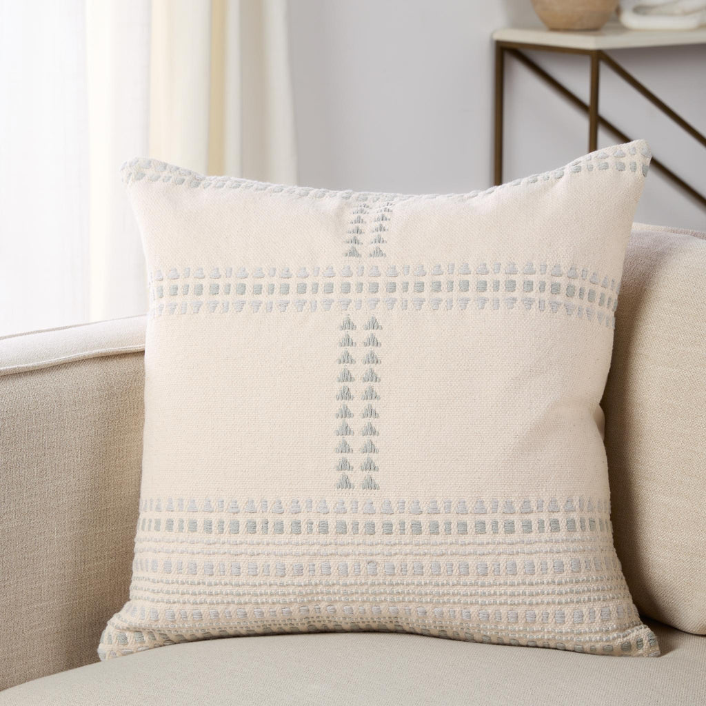 Jaipur Living Sancha Aryn Stripes Cream / Light Blue 22" x 22" Pillow