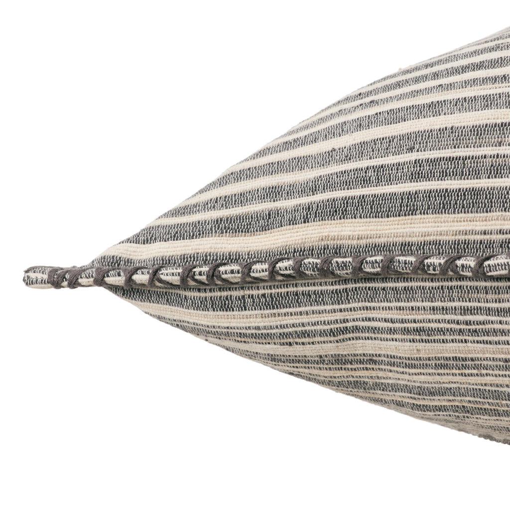 Jaipur Living Tanzy Cadell Stripes Gray / Cream 24" x 24" Pillow