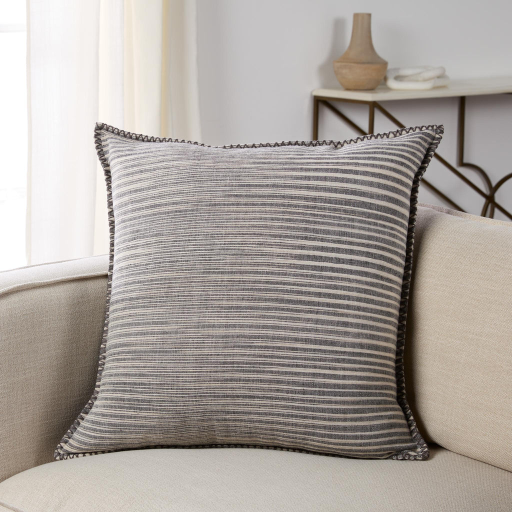 Jaipur Living Tanzy Cadell Stripes Gray / Cream 24" x 24" Pillow