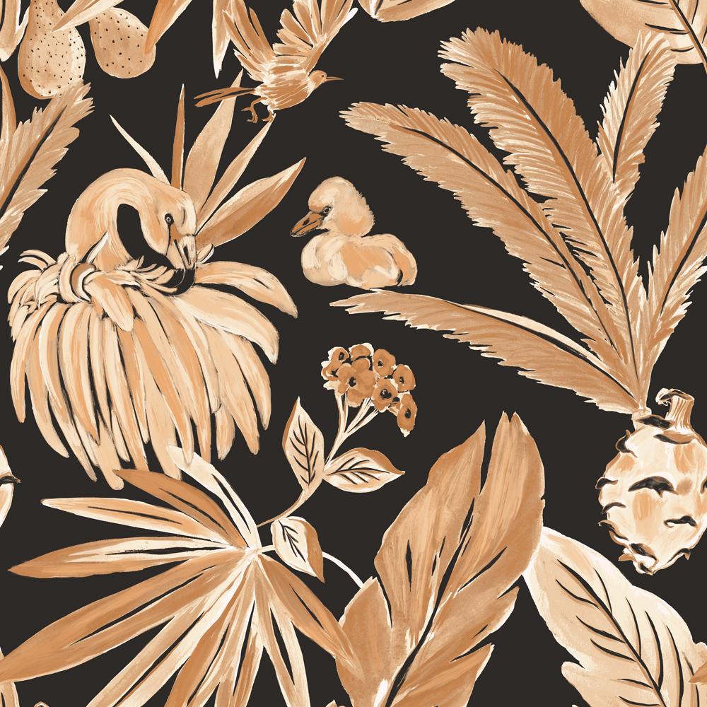 DecoratorsBest Flamingos by She She Terracotta and Black Peel and Stick Wallpaper, 56 sq. ft.