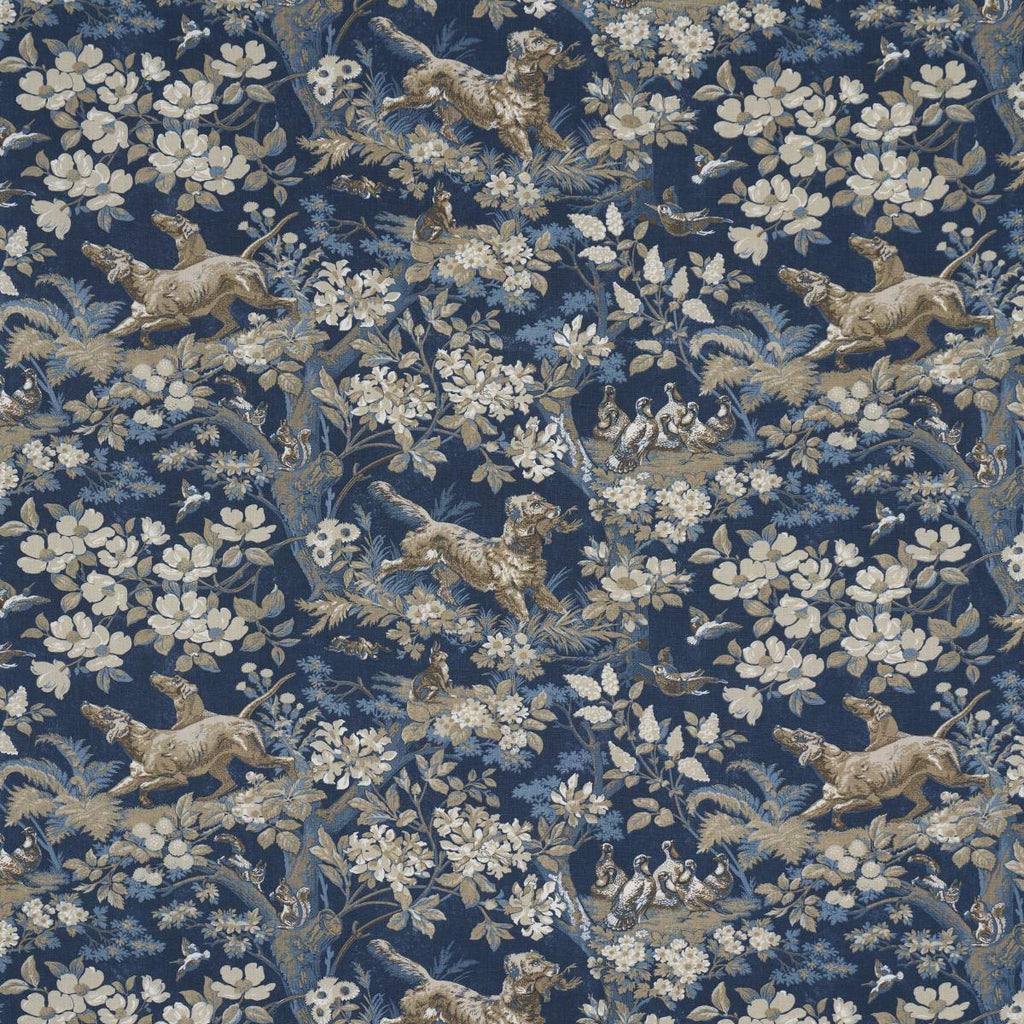 Schumacher Hound Meadow Indigo Fabric