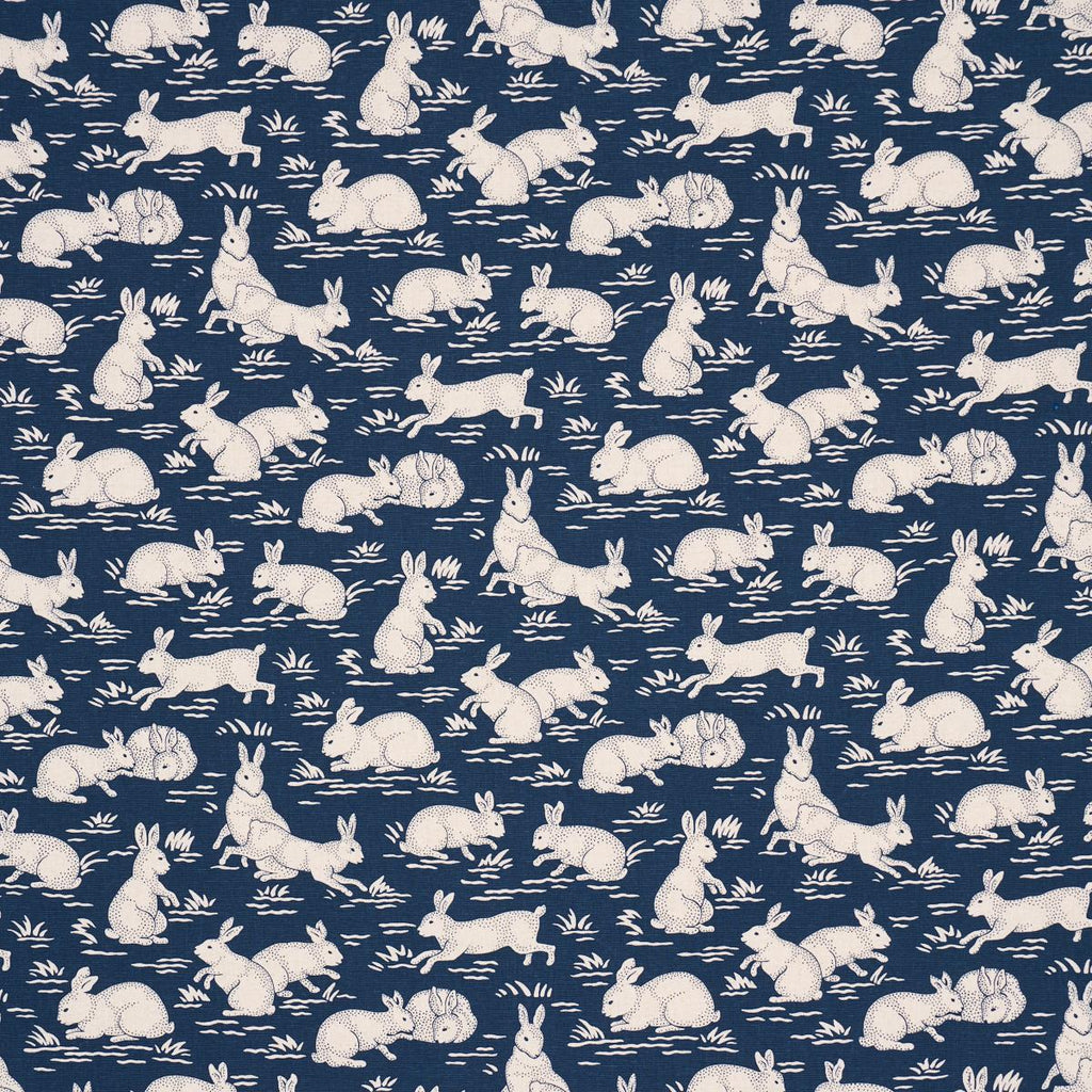 Schumacher Cottontails Indigo Fabric