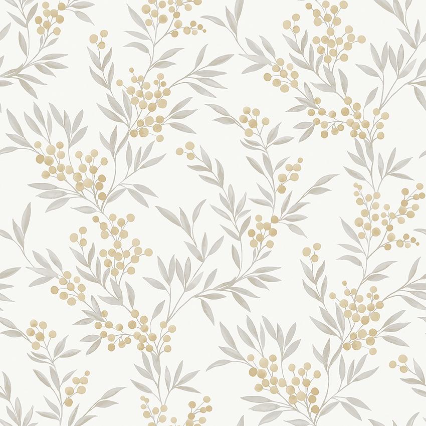 Schumacher Forest Berries Ochre And Ivory Wallpaper