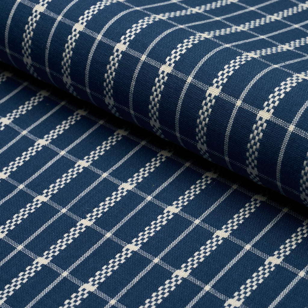 Schumacher Boyd Check Indigo Fabric