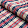 Schumacher Fonda Hand Woven Plaid Rouge & Navy Fabric