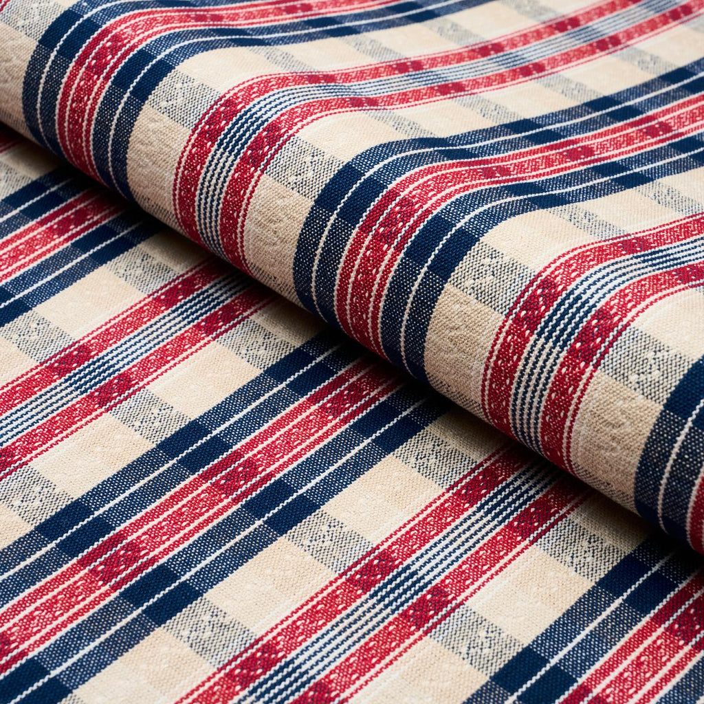 Schumacher Fonda Rouge & Navy Fabric