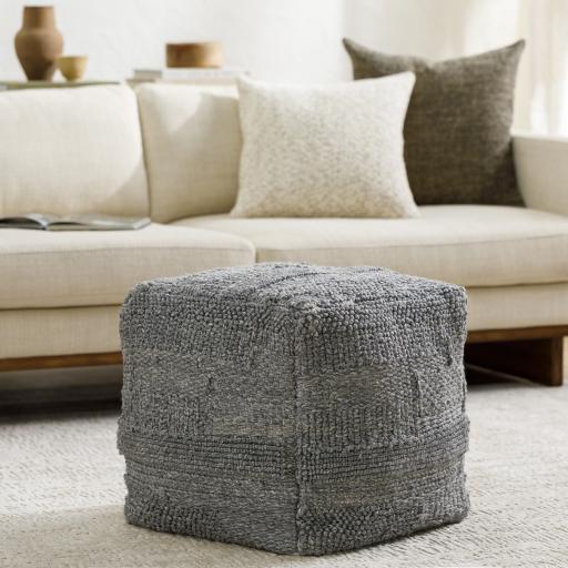 Surya Gabon GNPF-001 18"H x 18"W x 18"D Pouf