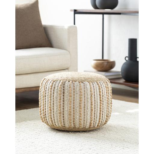 Surya Genova GVPF-001 14"H x 18"W x 18"D Pouf