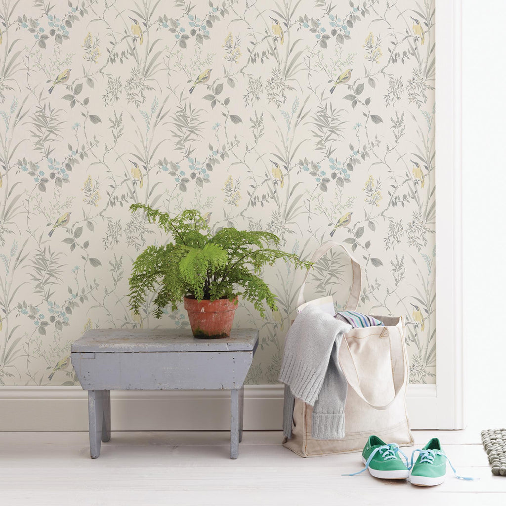 Brewster Home Fashions Imperial Garden Grey Botanical Wallpaper