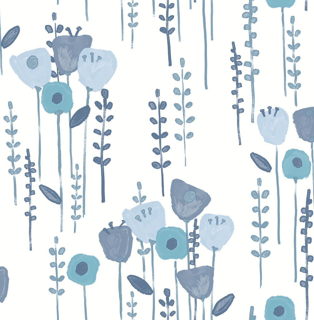 A-Street Prints Mabel Blue Floral Field Wallpaper