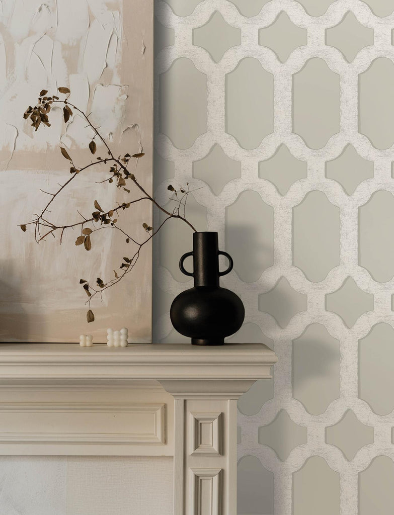 Brewster Home Fashions Chervil Light Grey Trellis Wallpaper