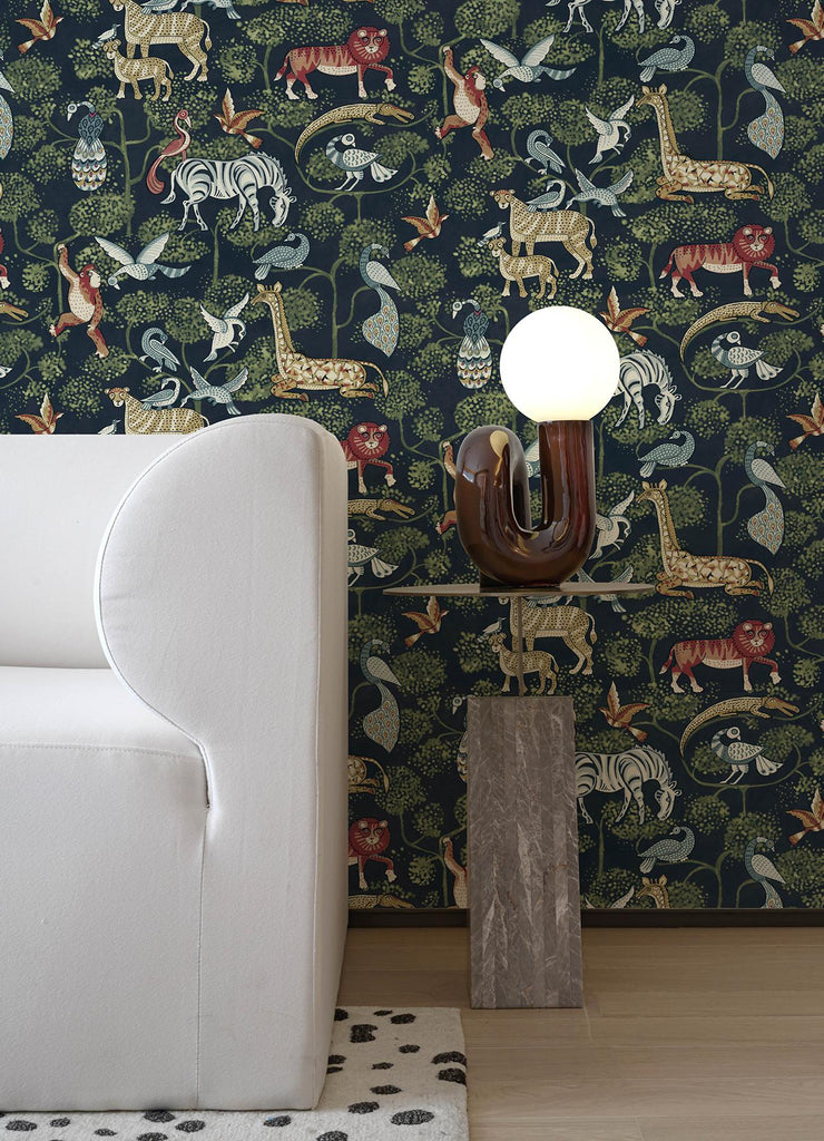 A-Street Prints Rigby Navy Jungle Animals Wallpaper