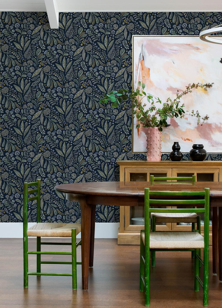 A-Street Prints Briar Navy Floral Wallpaper