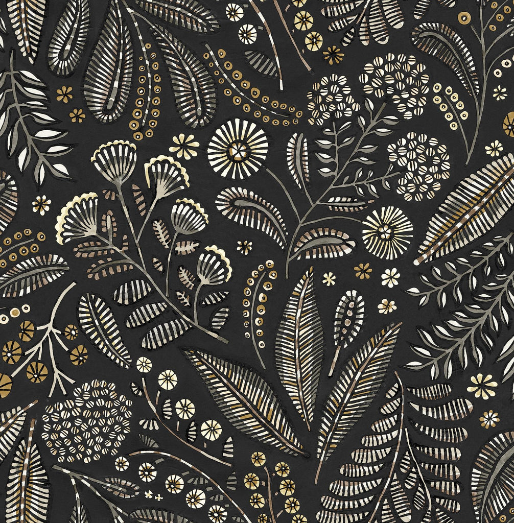 A-Street Prints Briar Black Floral Wallpaper