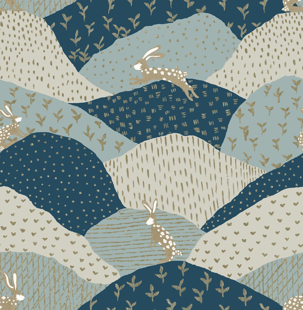 A-Street Prints Peter Blue Rabbit Fields Wallpaper