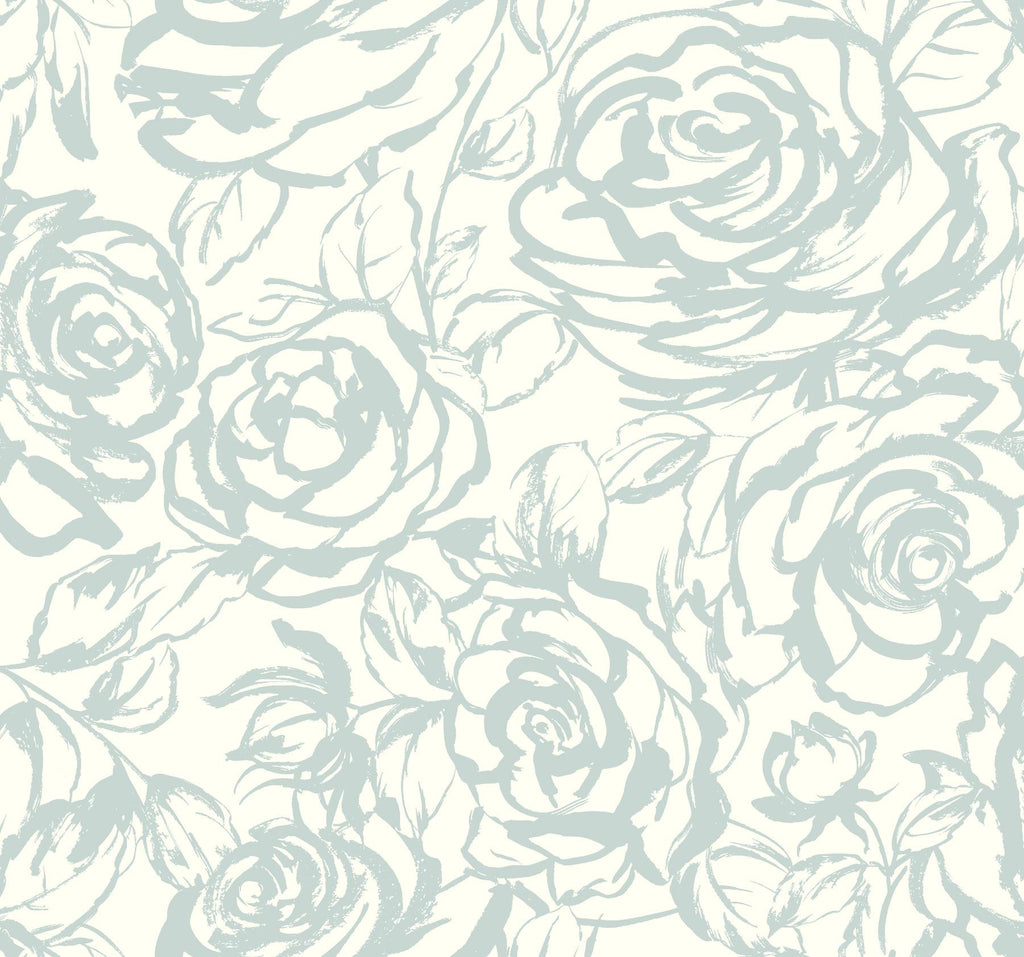 A-Street Prints Nelda Light Blue Rose Wallpaper