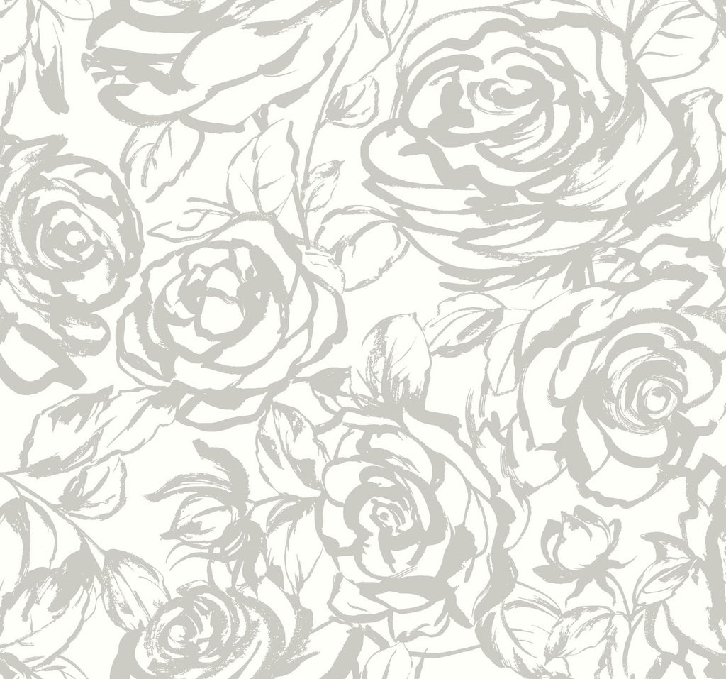 A-Street Prints Nelda Silver Rose Wallpaper