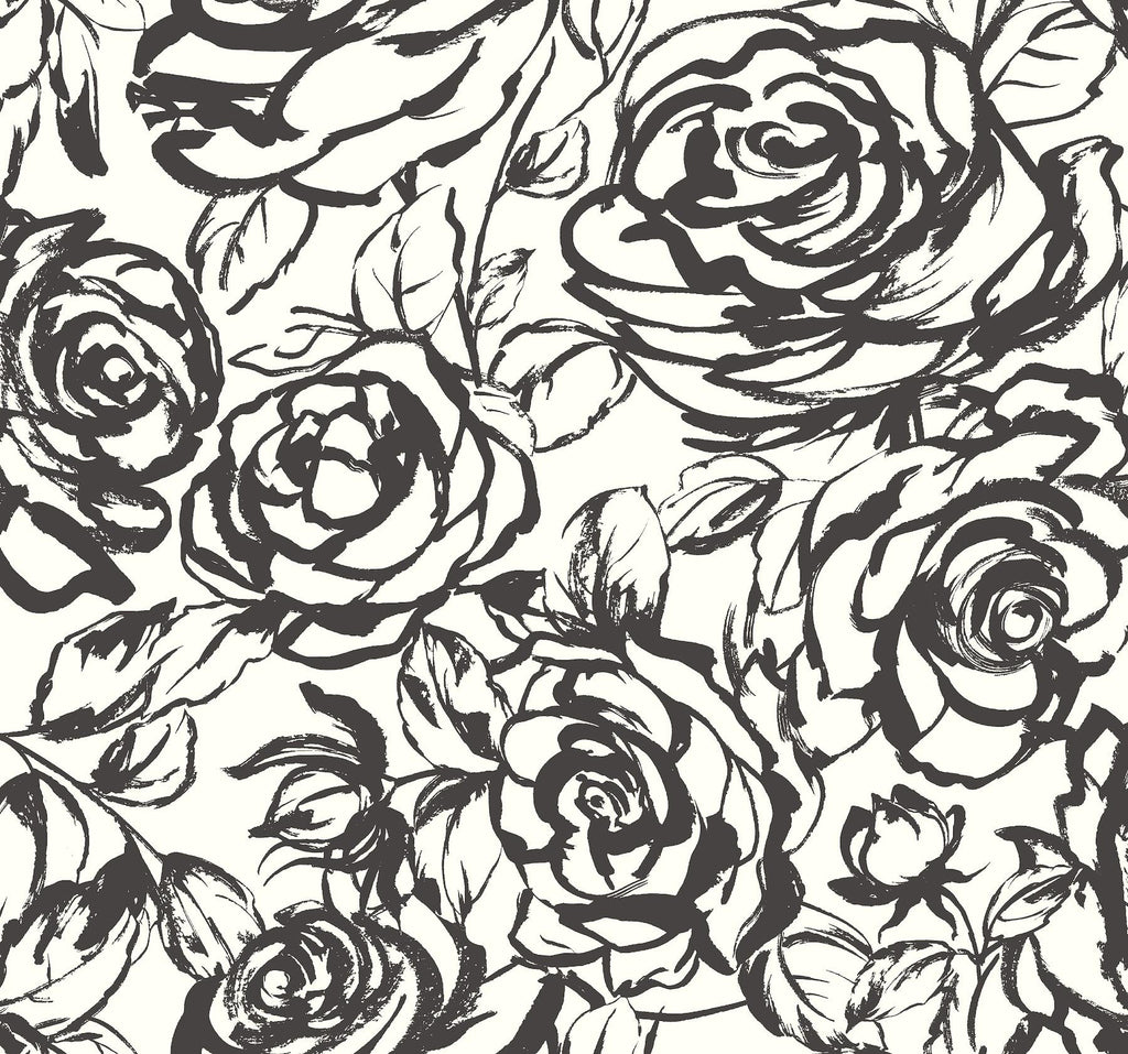 A-Street Prints Nelda Black Rose Wallpaper