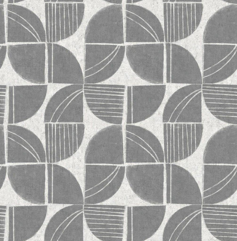 A-Street Prints Baxter Charcoal Semicircle Mosaic Wallpaper