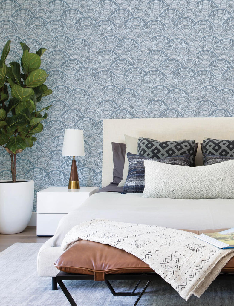 A-Street Prints Encircle Indigo Geometric Wallpaper