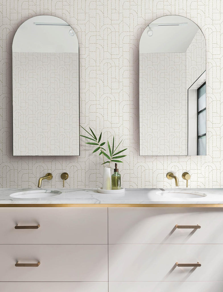 A-Street Prints Integrity Dove Arched Outlines Wallpaper