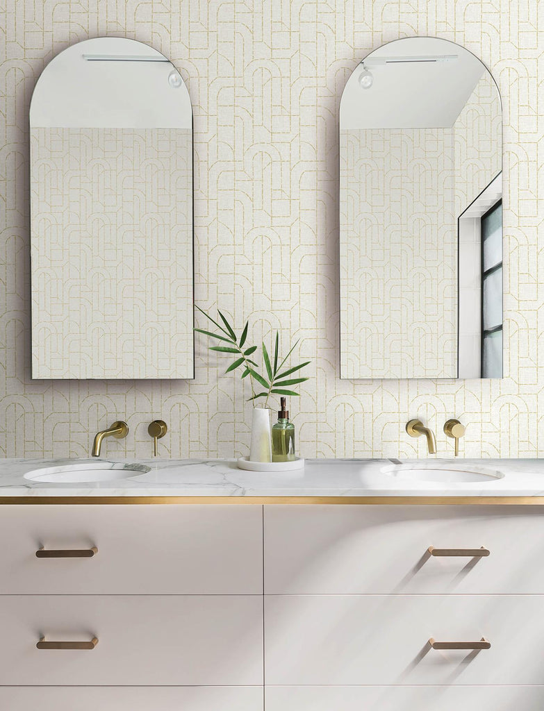 A-Street Prints Integrity Yellow Arched Outlines Wallpaper