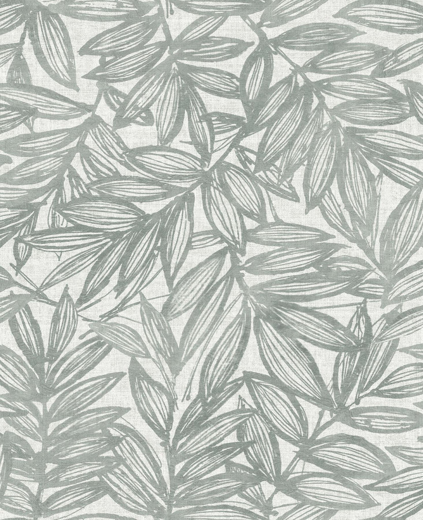 A-Street Prints Rhythmic Grey Leaf Wallpaper