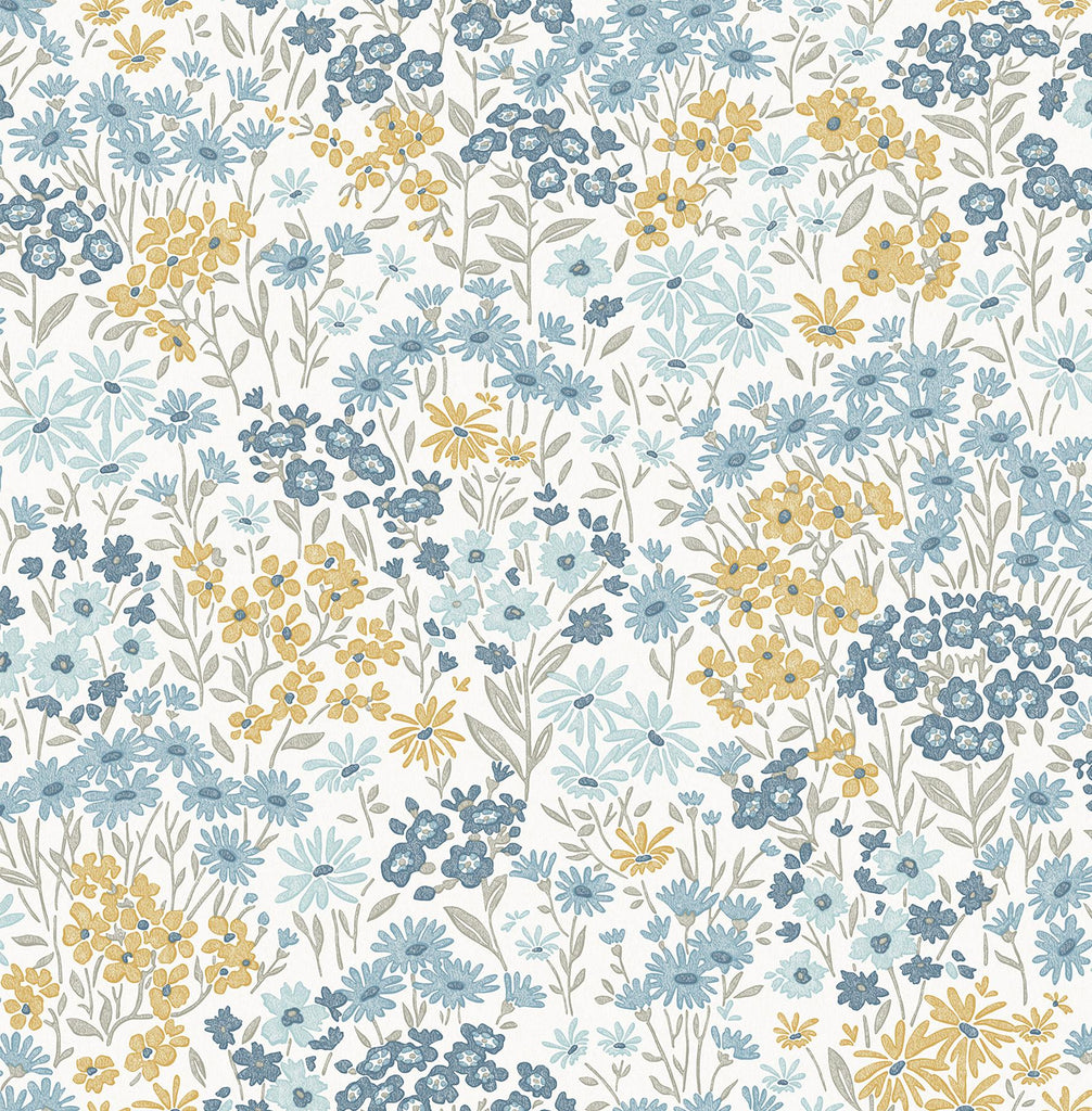 Brewster Home Fashions Ditsy Light Blue Daisies Wallpaper