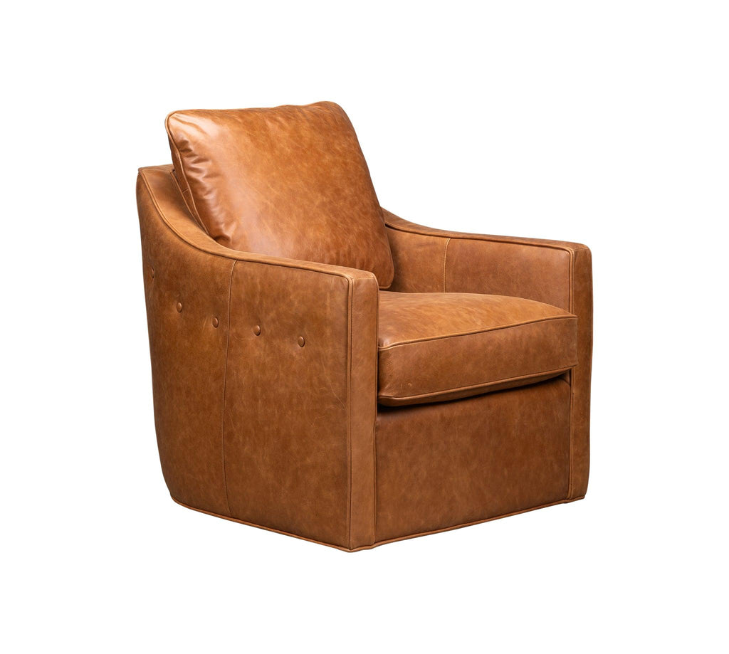 Olivia & Quinn Button Swivel Chair in Saddlebag Ale