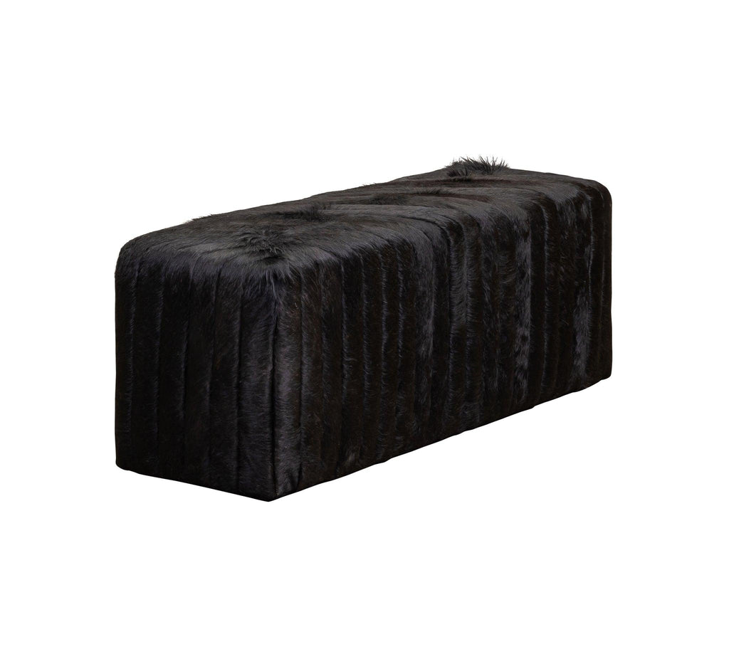 Olivia & Quinn Bryant Bench Ottoman in Hair on Hide Solid Black