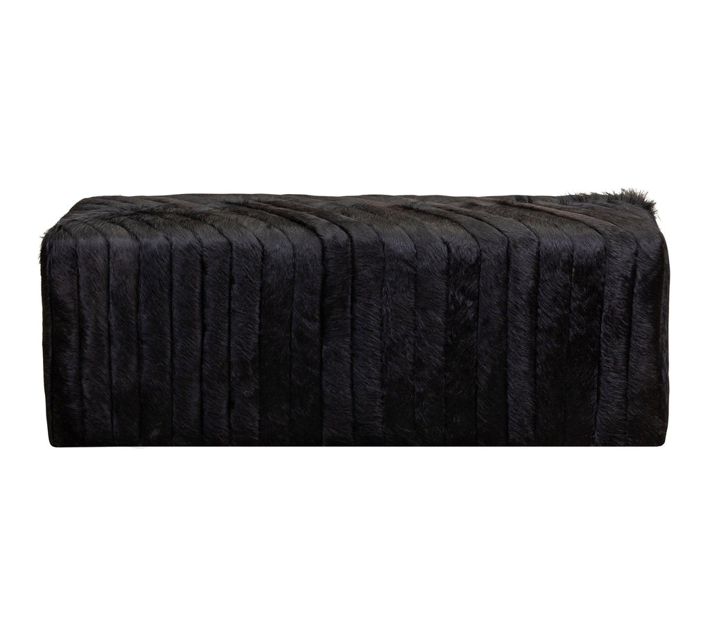 Olivia & Quinn Bryant Bench Ottoman in Hair on Hide Solid Black