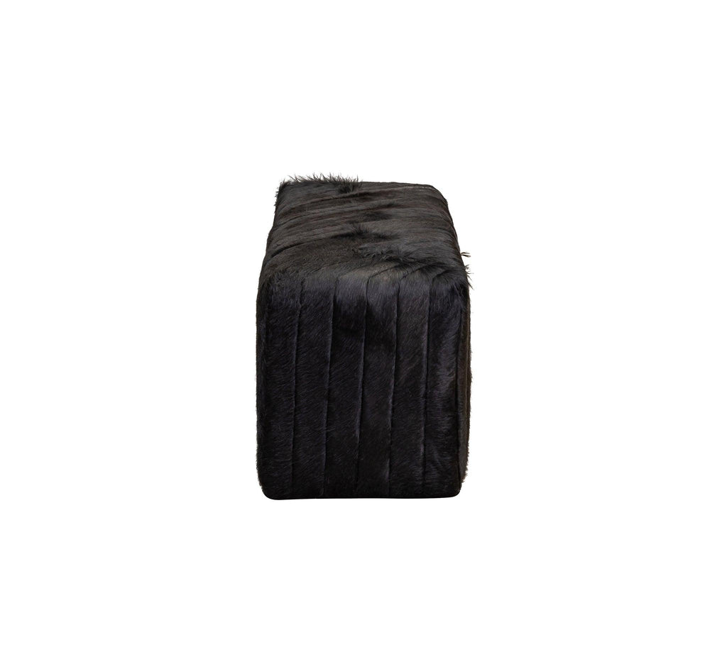 Olivia & Quinn Bryant Bench Ottoman in Hair on Hide Solid Black