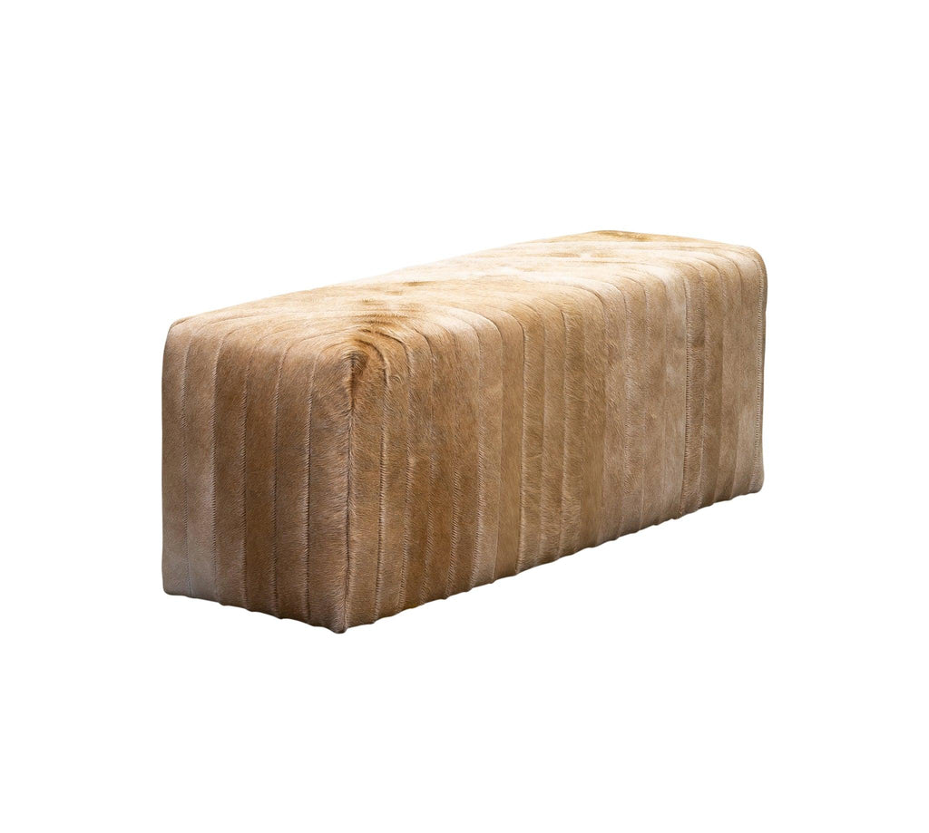 Olivia & Quinn Bryant Bench Ottoman in Hair on Hide Camel