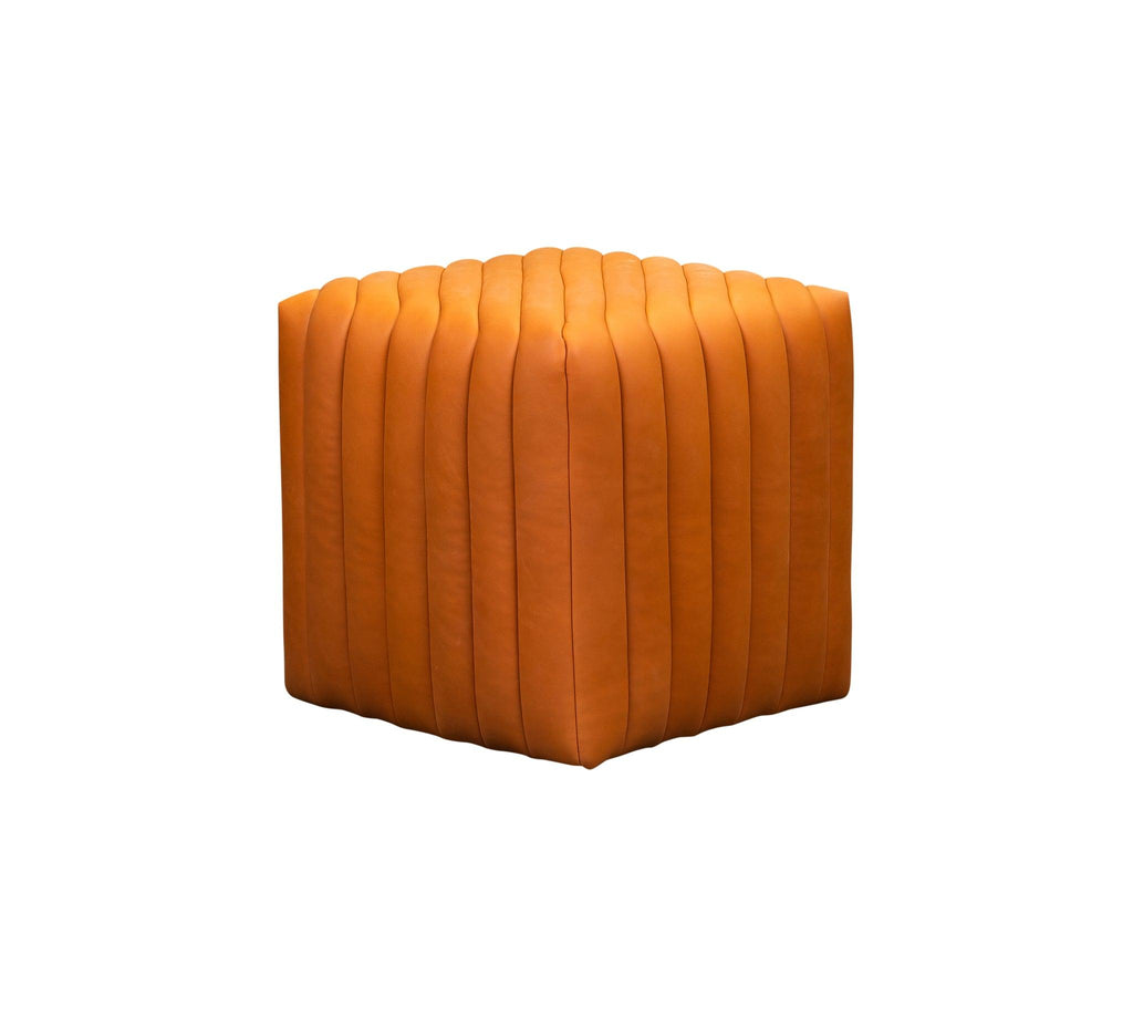 Olivia & Quinn Bryant Cube Ottoman in Anniston Tangerine