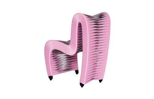 Phillips Collection Seat Belt Dining Pink/White Chair