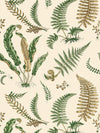 Scalamandre Elsie De Wolfe Wallcovering Greens On Off-White Wallpaper