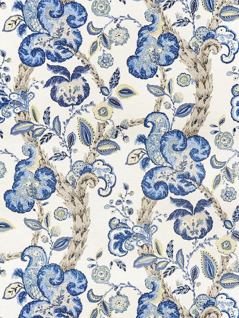 Scalamandre Cumbria Wallcovering China Blue On Ivory Wallpaper