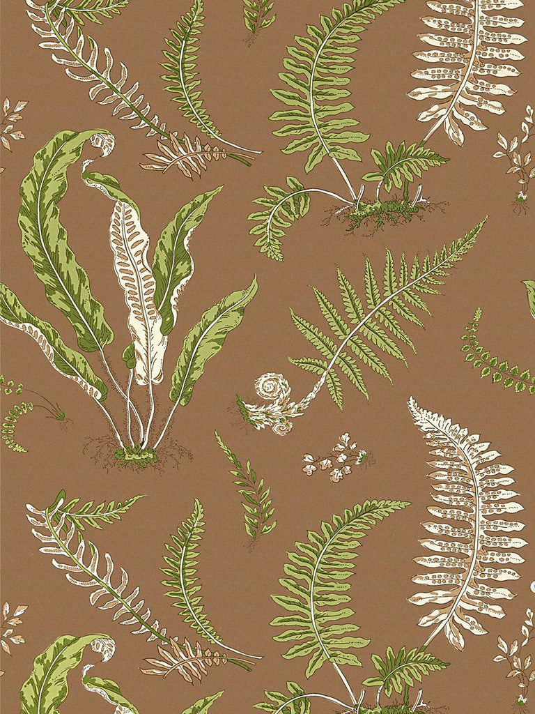 Scalamandre Elsie De Wolfe Wallcovering Greens On Brown Wallpaper