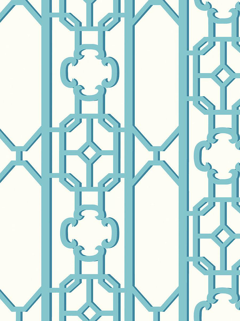 Scalamandre Joanna Fret Turquoise Wallpaper