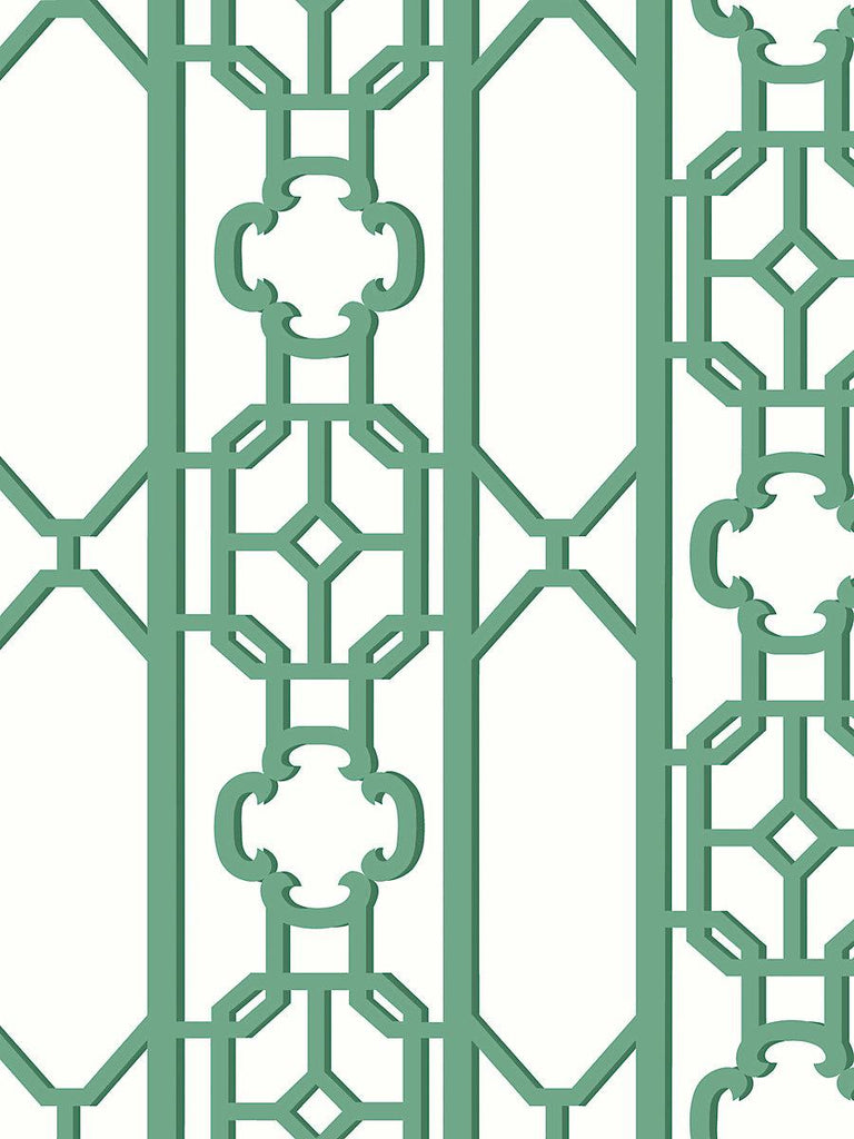 Scalamandre Joanna Fret Gazebo Green Wallpaper