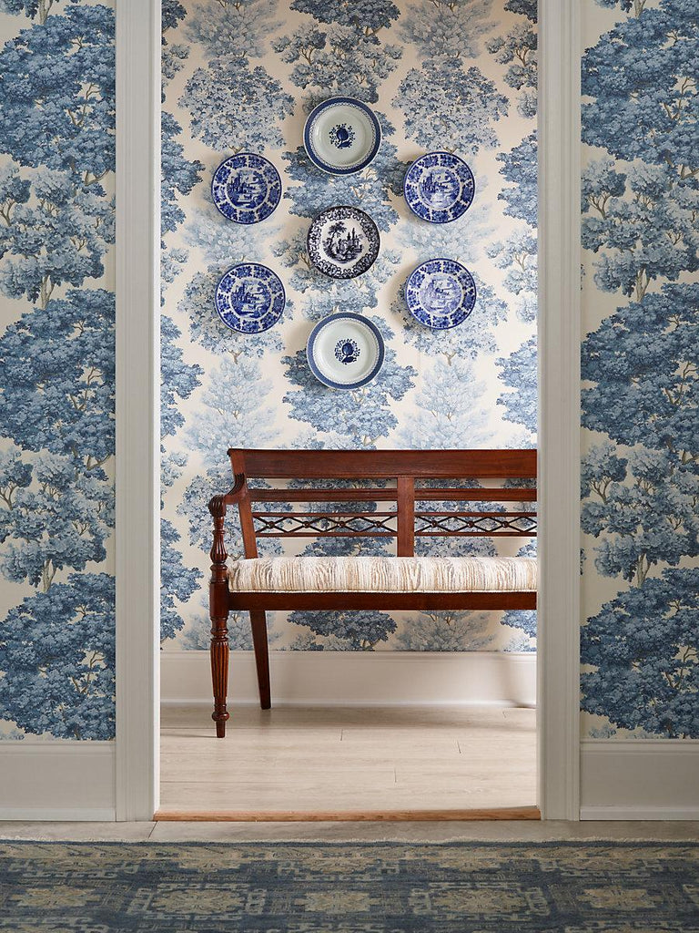 Scalamandre Central Park Wallcovering Light Blue Wallpaper