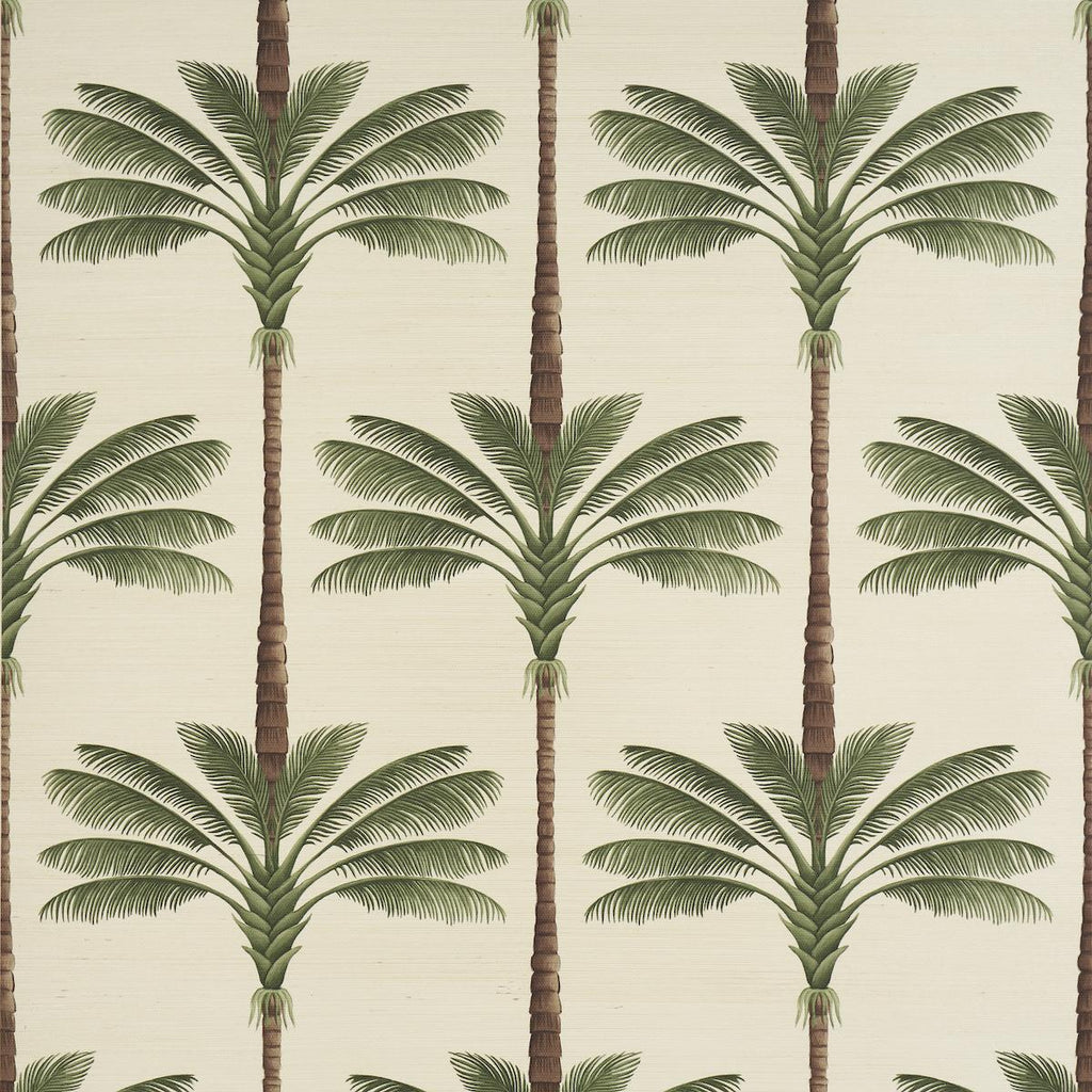 Schumacher A Palm Is A Palm Sisal Daylight Evergreen Wallpaper