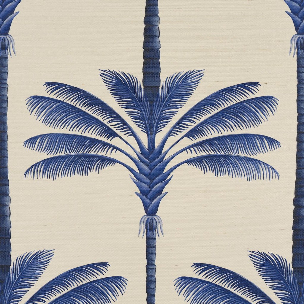 Schumacher A Palm Is A Palm Sisal Indigo Palm Grove Wallpaper