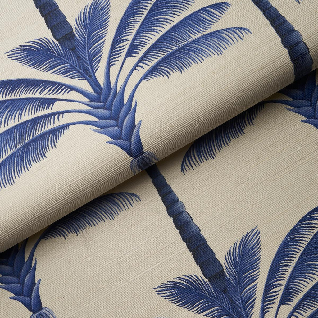 Schumacher A Palm Is A Palm Sisal Indigo Palm Grove Wallpaper