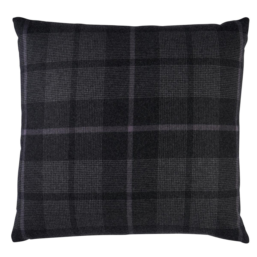 Schumacher Montana Wool Plaid Oxford Grey 20" x 20" Pillow