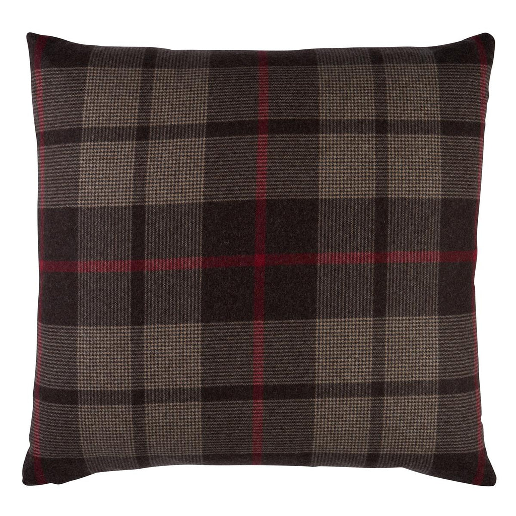 Schumacher Montana Wool Plaid Java 22" x 22" Pillow